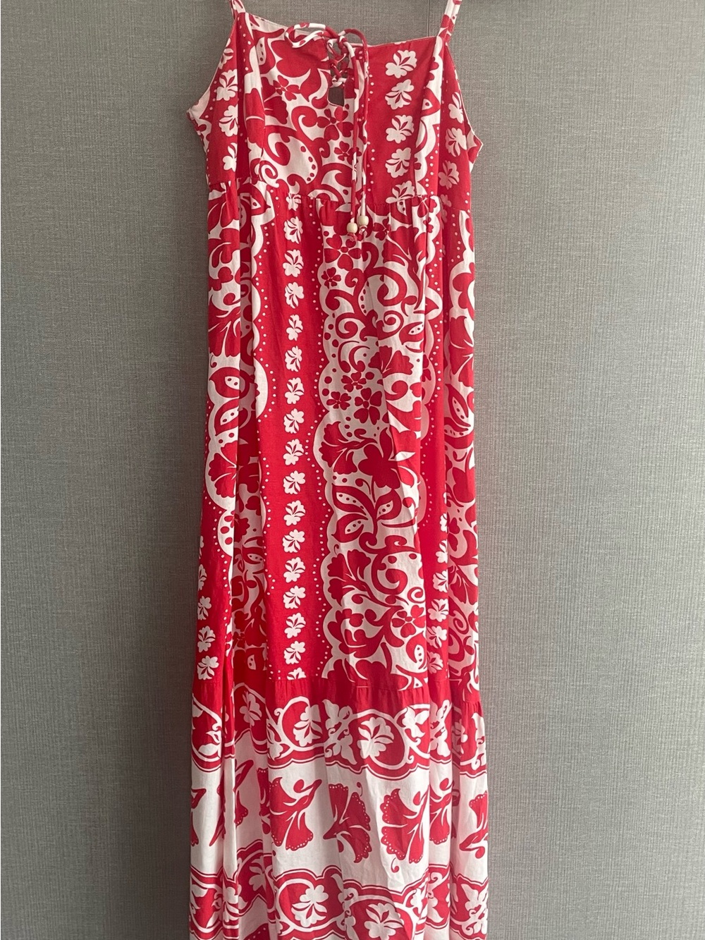 Red & White Floral Maxi Sundress